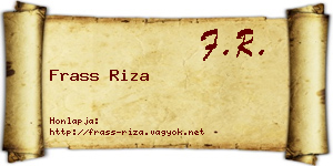 Frass Riza névjegykártya